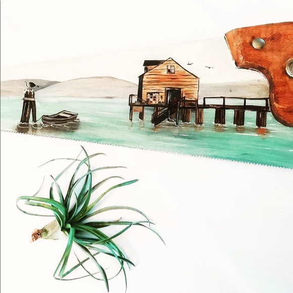 Rare VINTAGE folk art original painting on saw - Picture 9 of 13